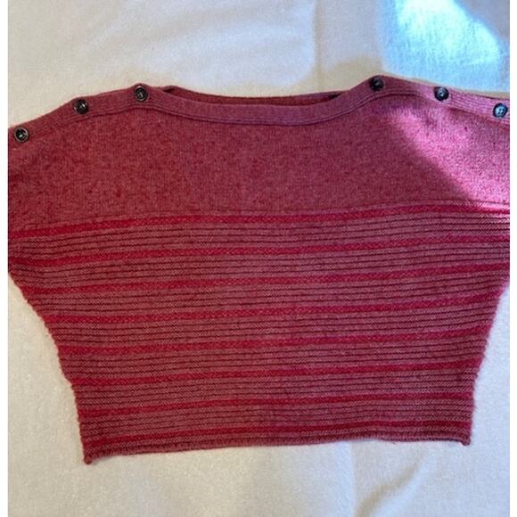 PRANA Phono Mauve Boxy Cropped Solid Striped Sweater Boat neck Wool MEDIUM - Picture 8 of 12